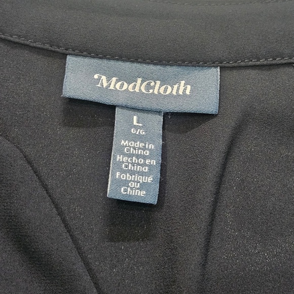 ModCloth Blouse Womens Large Black Vintage Inspired Classic Feminine Work Top - Picture 3 of 8